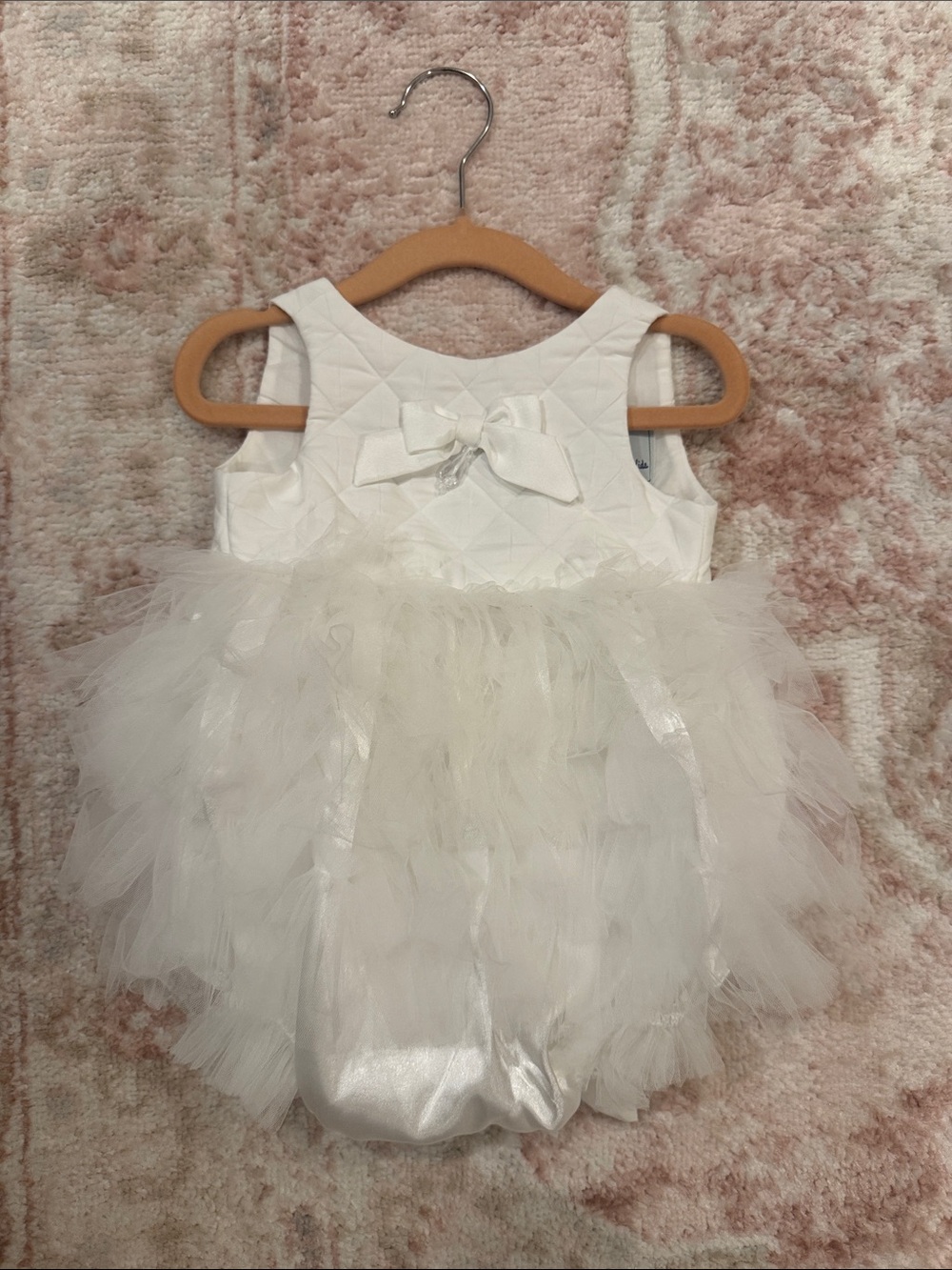 Ivory Tulle Ballet-Style Baby One-Piece with Bow